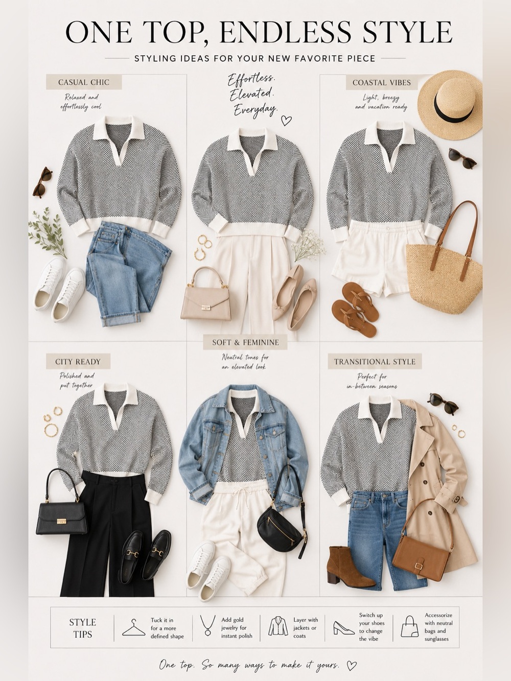 Truth Black & White Herringbone Knit Sweater Size M | Collared Pullover - Picture 2 of 5